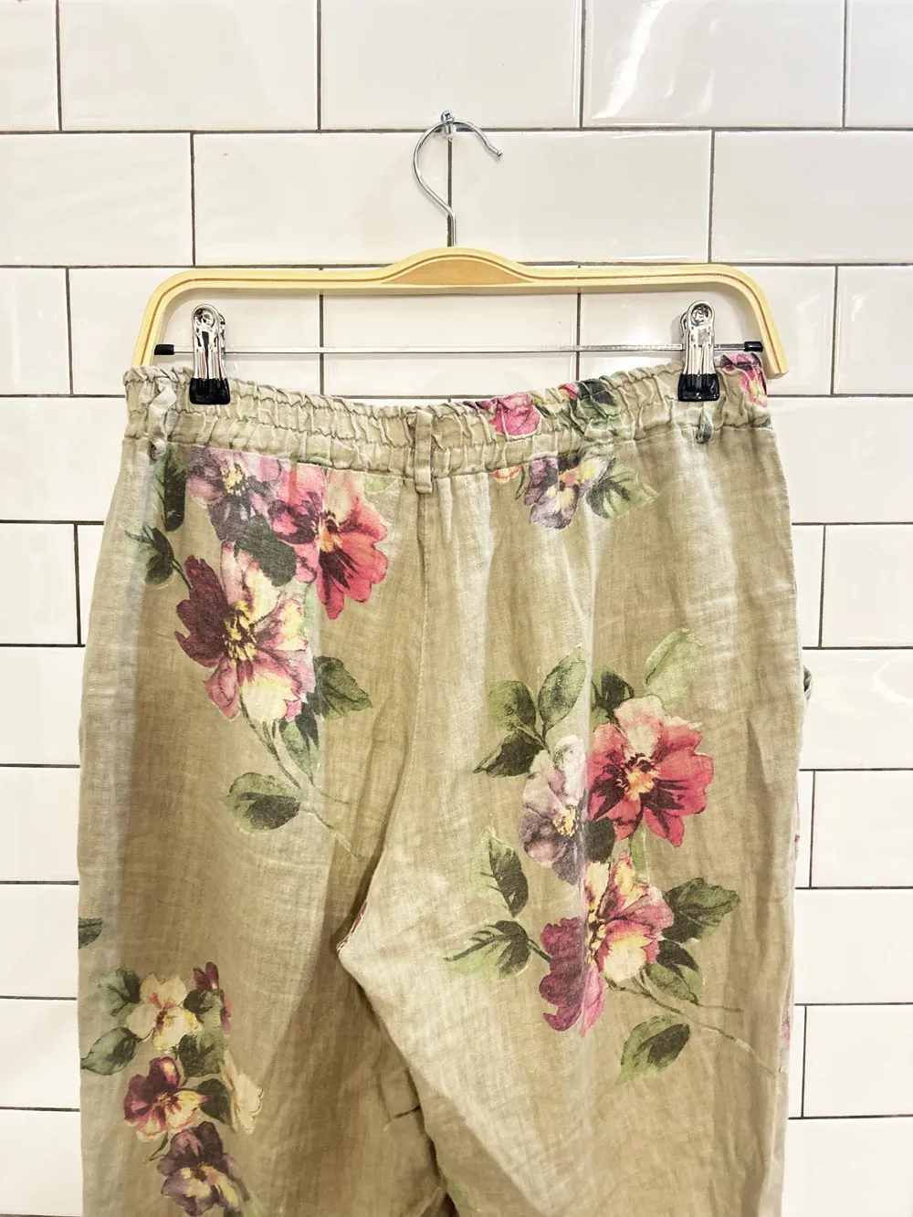 charlie b linen wide leg floral capris