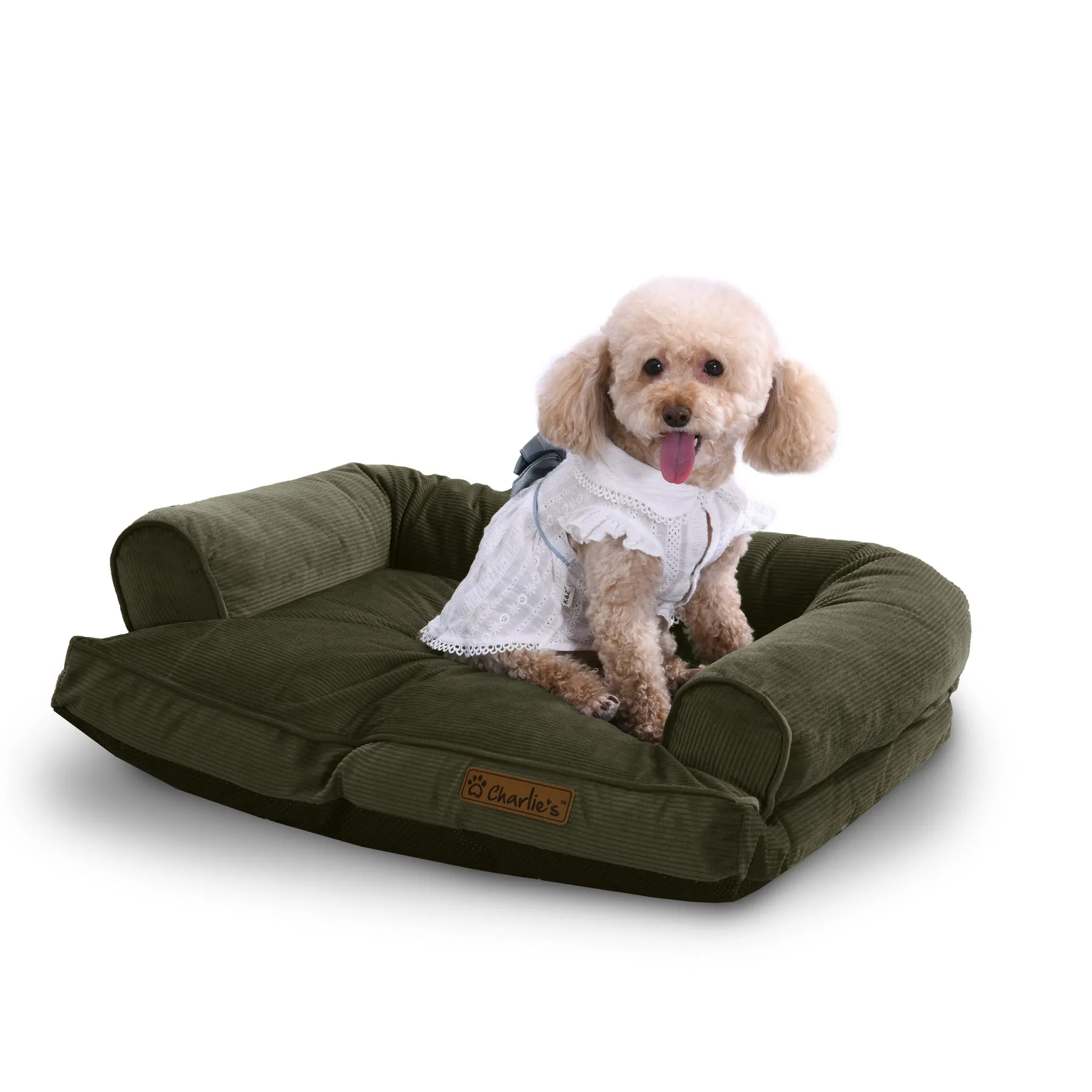 Charlie's Corduroy Dog Sofa Bed Green Large