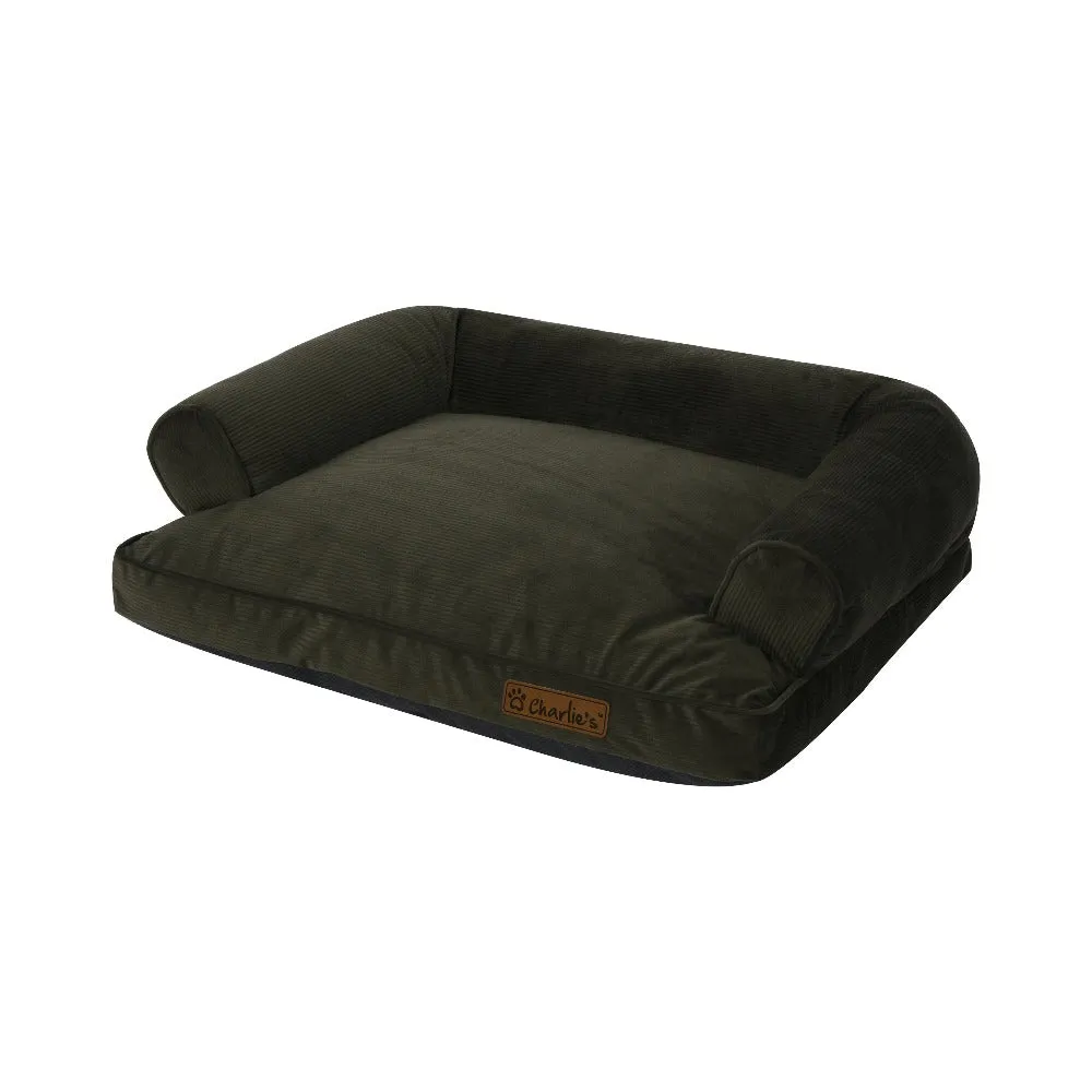 Charlie's Corduroy Dog Sofa Bed Green Large