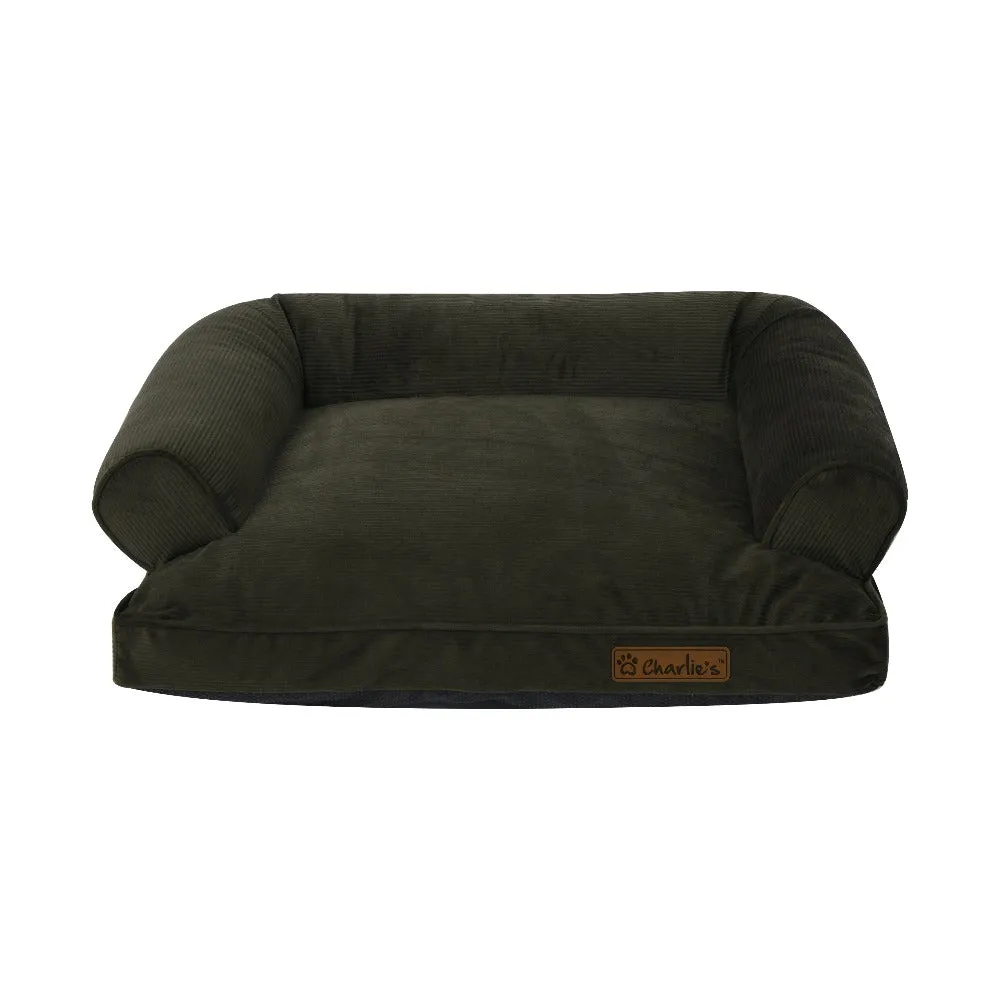 Charlie's Corduroy Dog Sofa Bed Green Large
