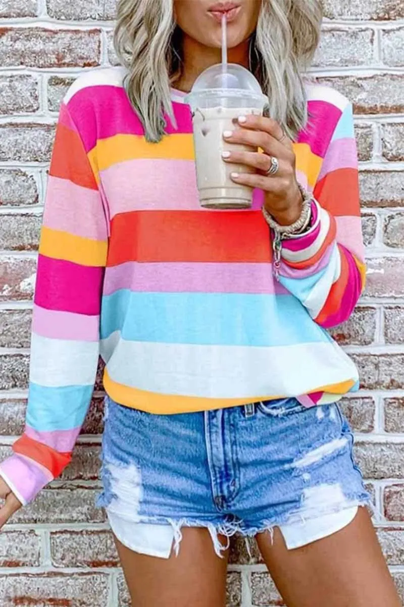 Chicindress Rainbow Striped Multicolor Thin Tops(5 Colors)