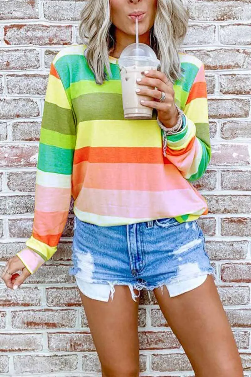 Chicindress Rainbow Striped Multicolor Thin Tops(5 Colors)