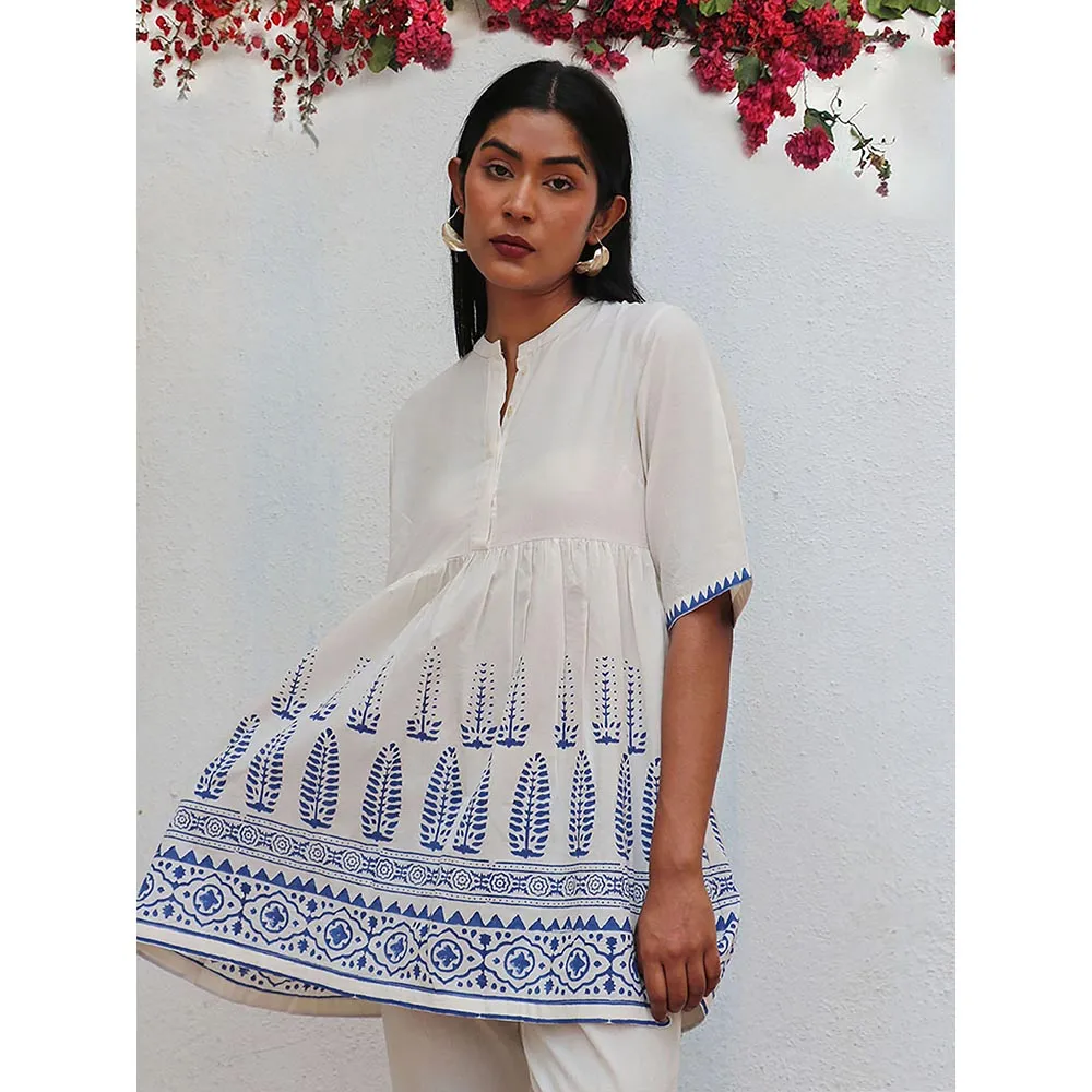 Chidiyaa Bogainvillea Alizeti Block Printed Cotton Tunic