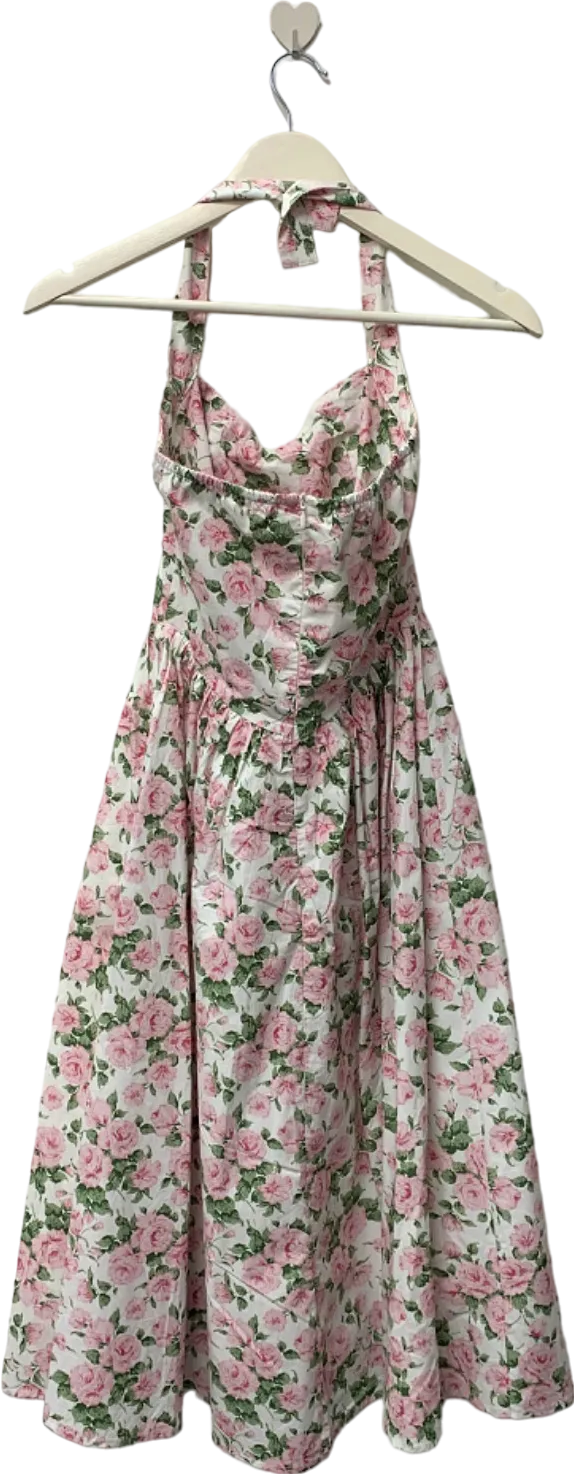 Ching's Multicoloured Floral Halter Dress UK XS