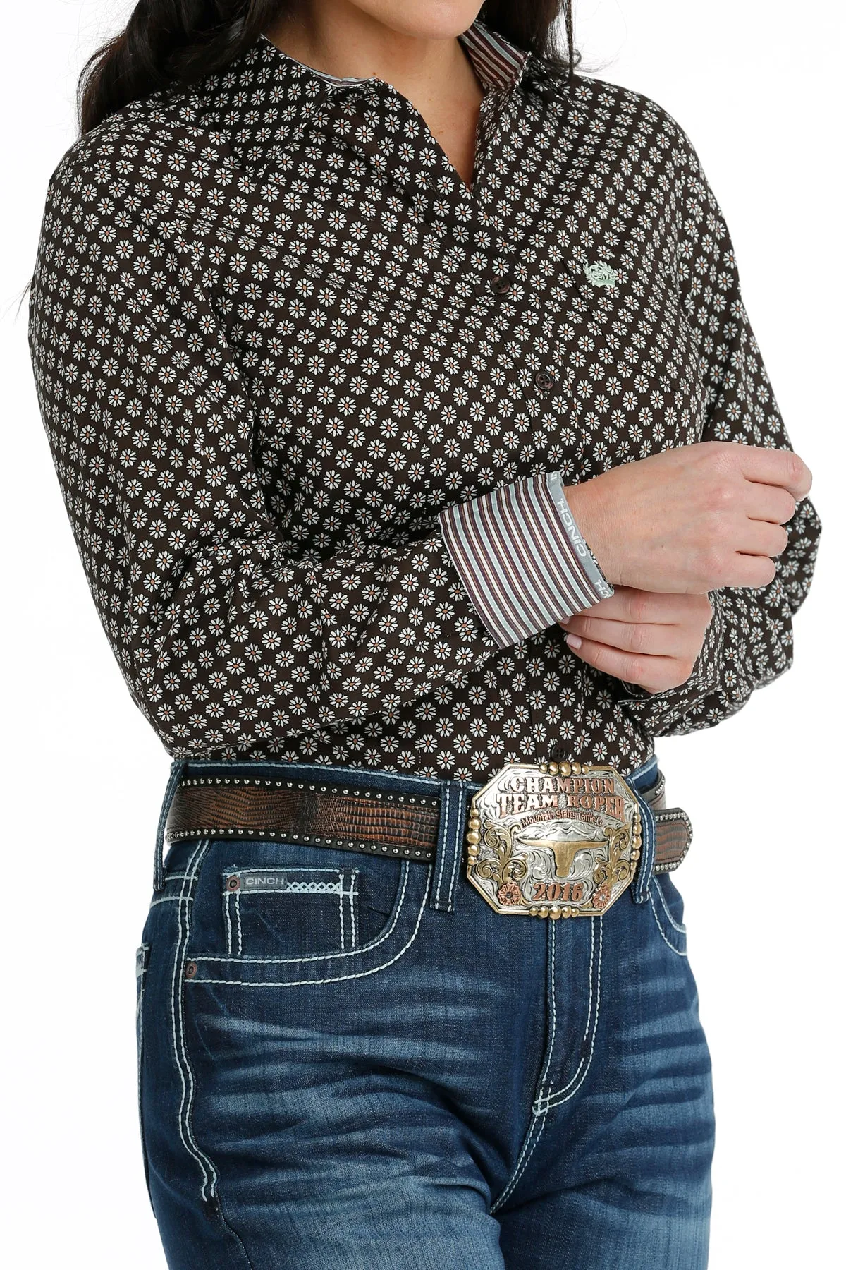 Cinch Women's Brown Daisy Button Down Western Shirt
