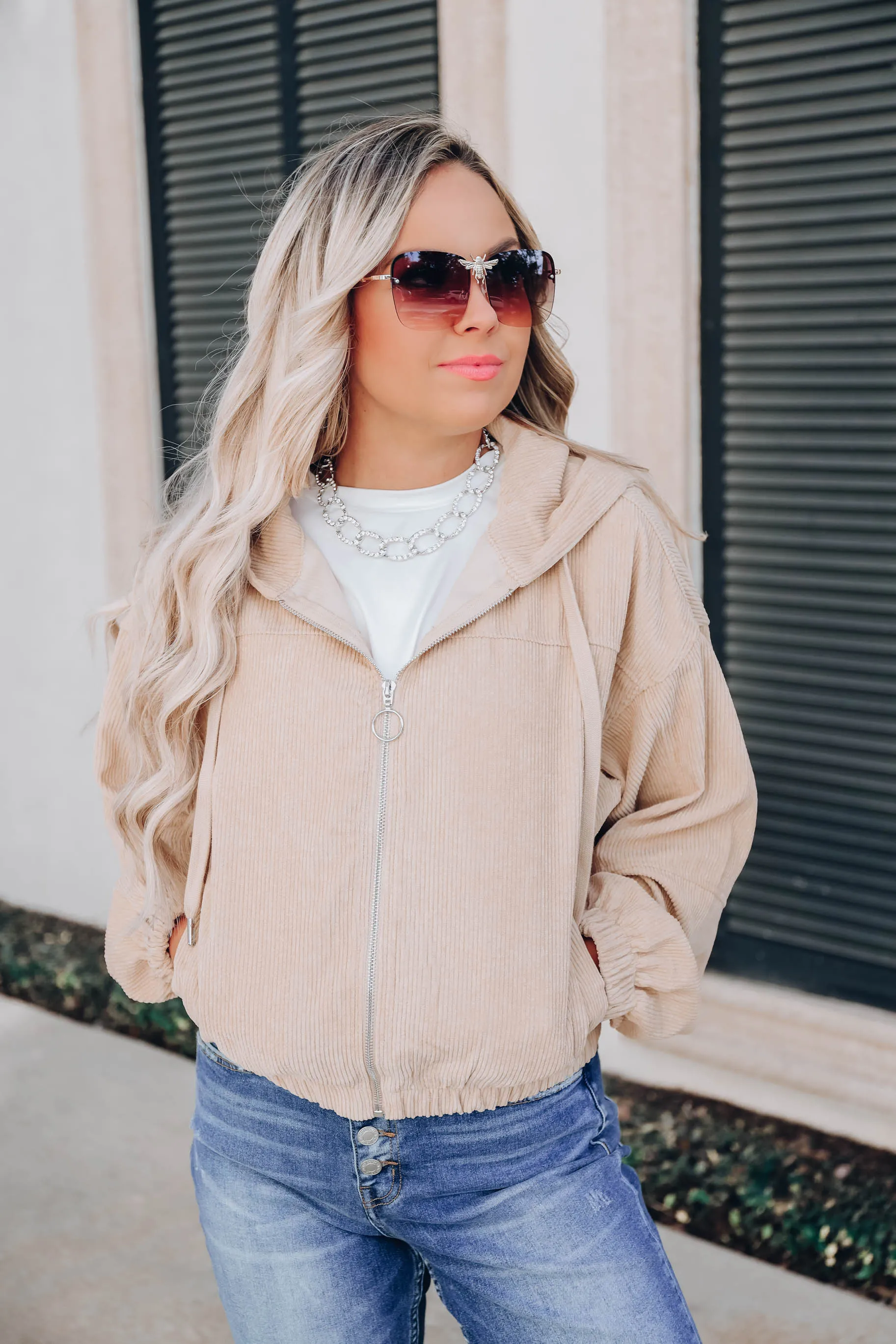 Cityscape View Corduroy Hoodie