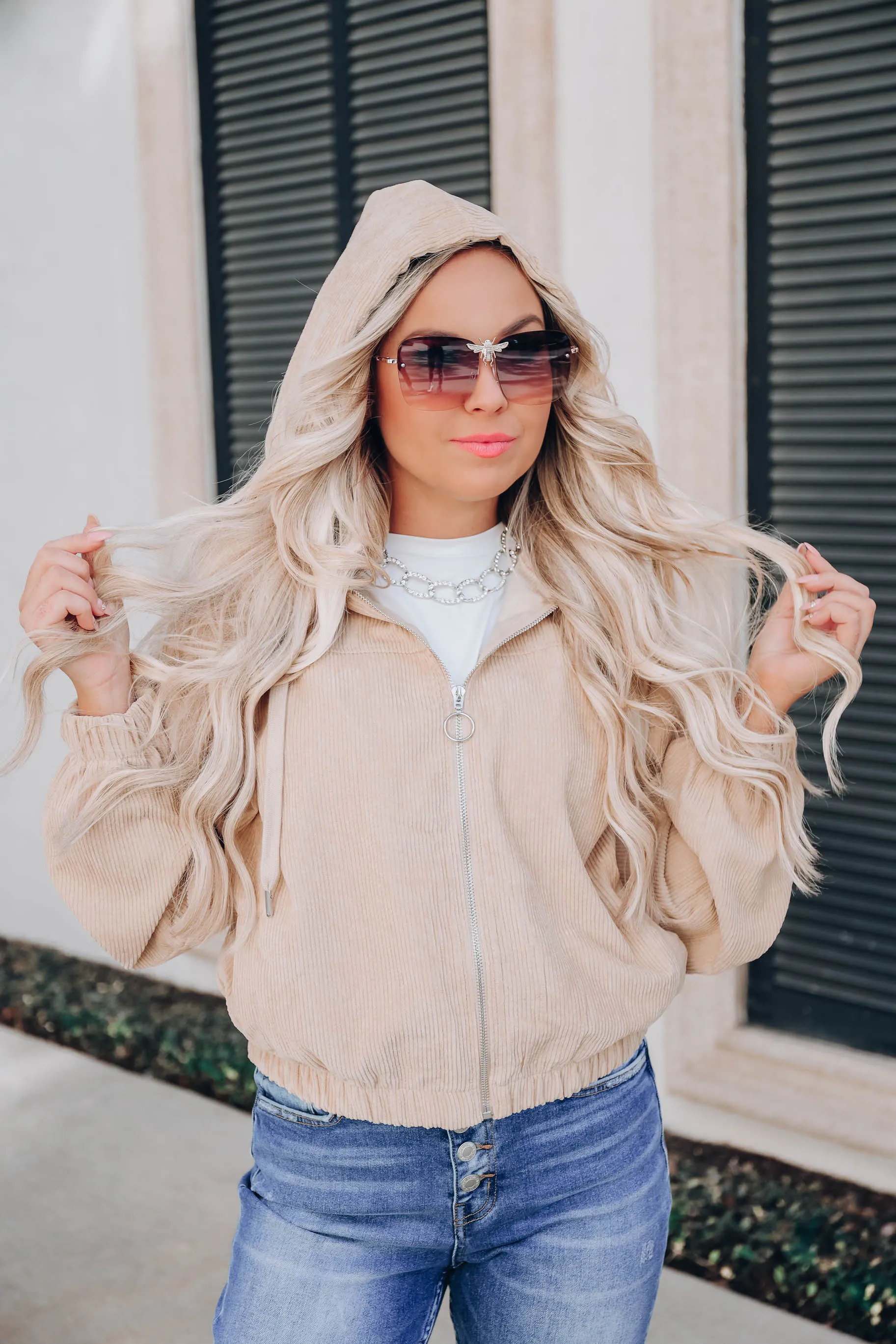 Cityscape View Corduroy Hoodie
