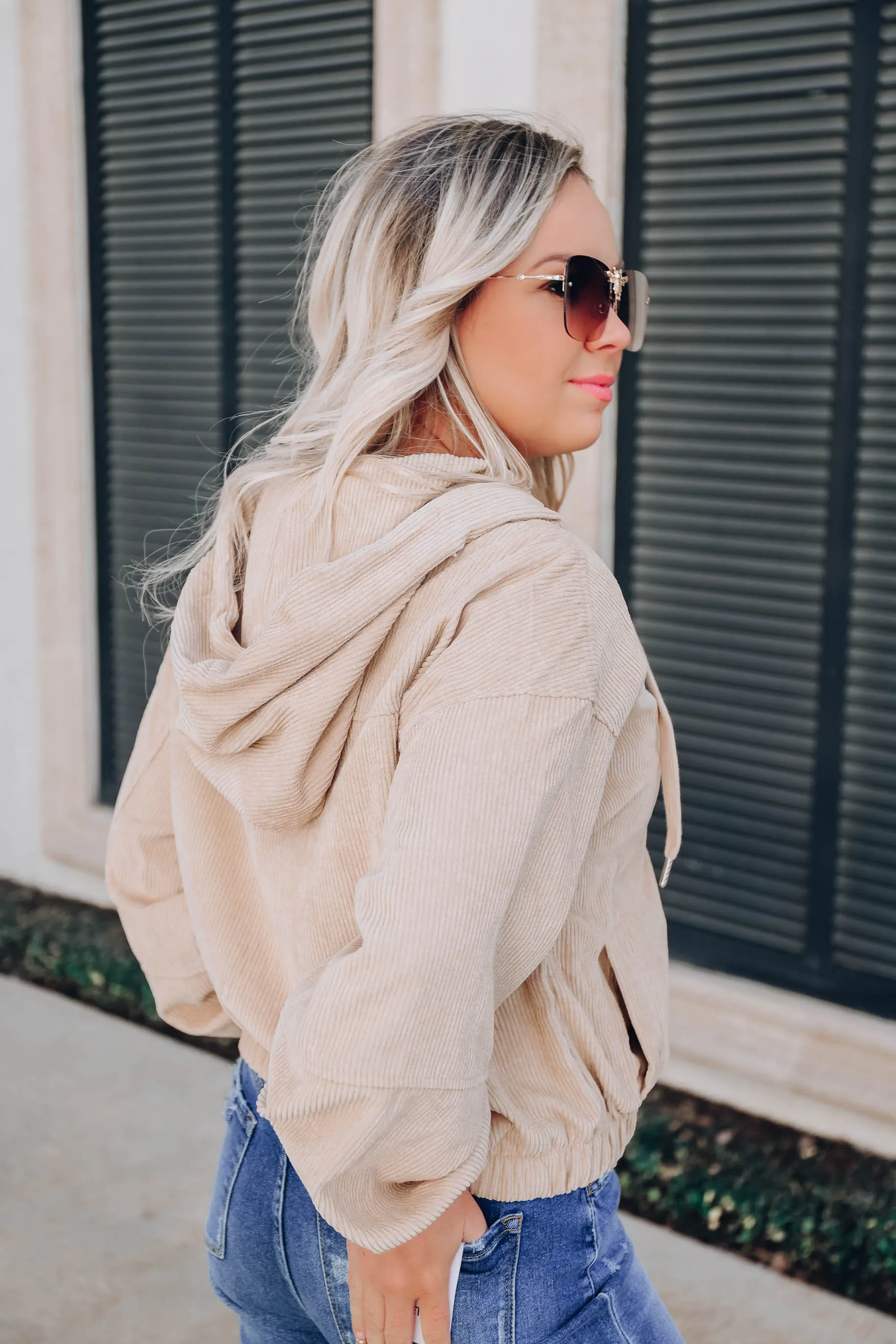Cityscape View Corduroy Hoodie