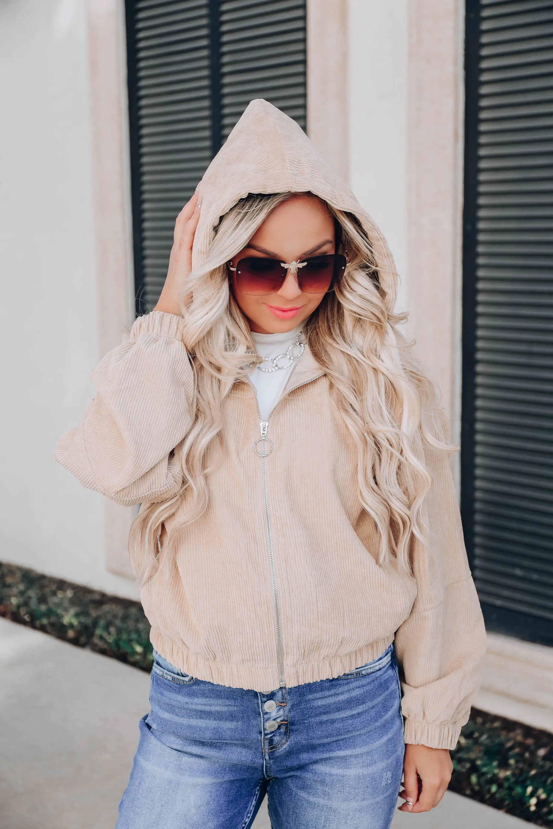 Cityscape View Corduroy Hoodie