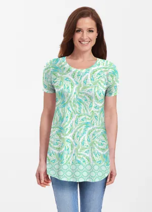 Coastal Paisley Lace Green (7690) ~ Butterknit Short Sleeve Tunic