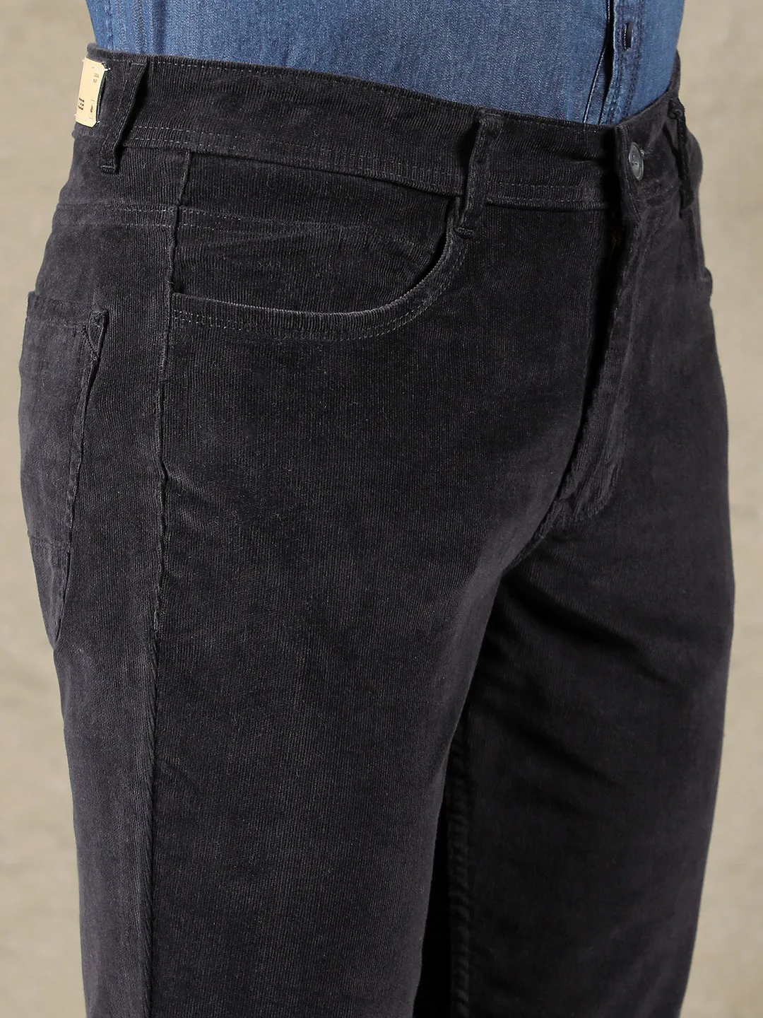 COBB NAVY ULTRA FIT CASUAL CORDUROY TROUSER