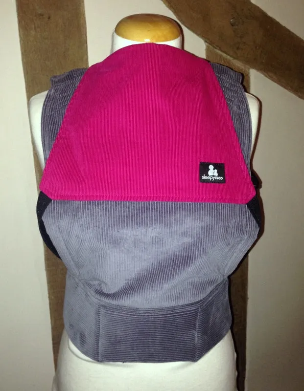 Comfy Cord in grey and hot pink Baby Carrier