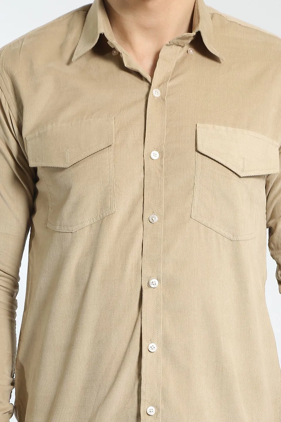 Corduroy Cotton Beige Shirt