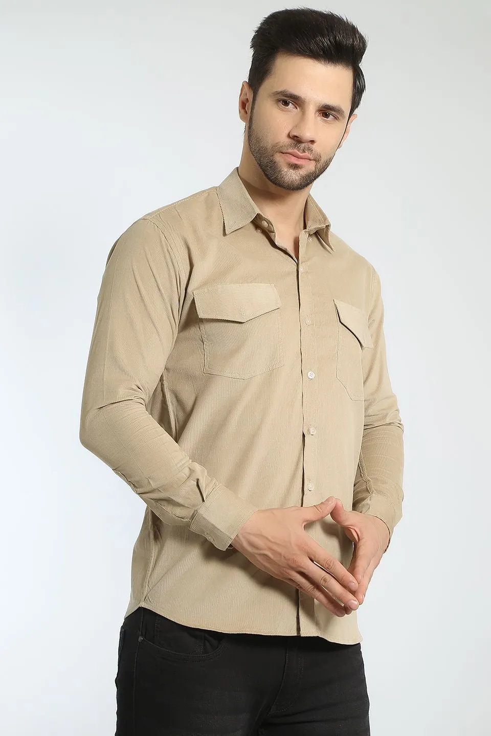 Corduroy Cotton Beige Shirt