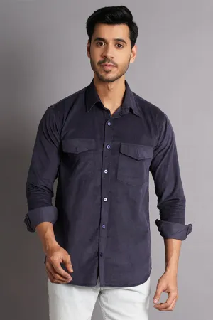 Corduroy Cotton Grey Solid Shirt