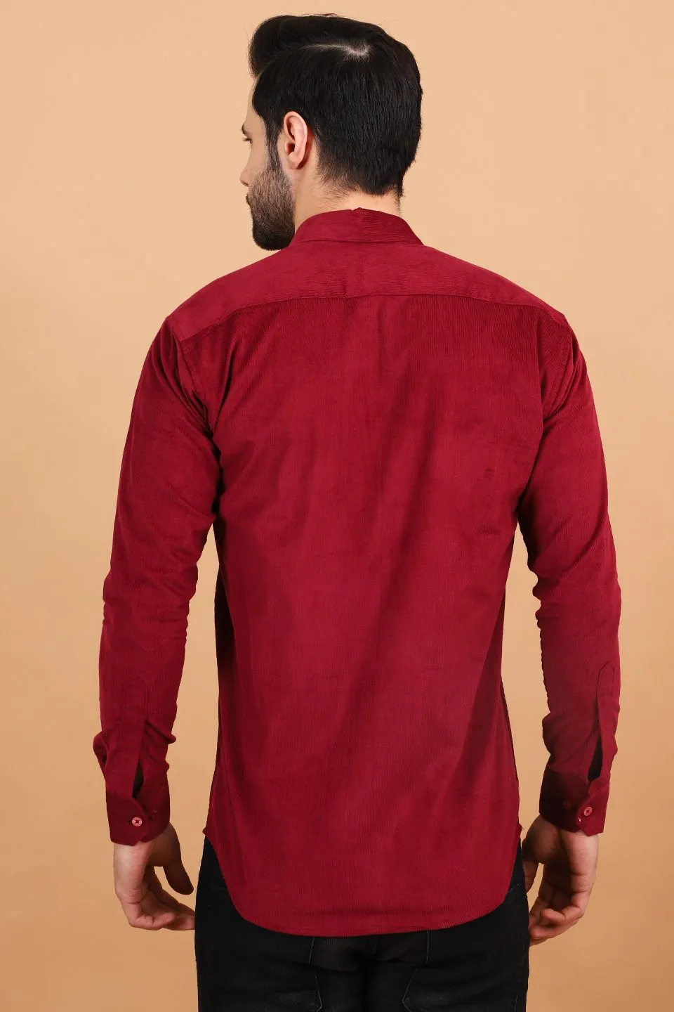 Corduroy Cotton Red Solid Shirt