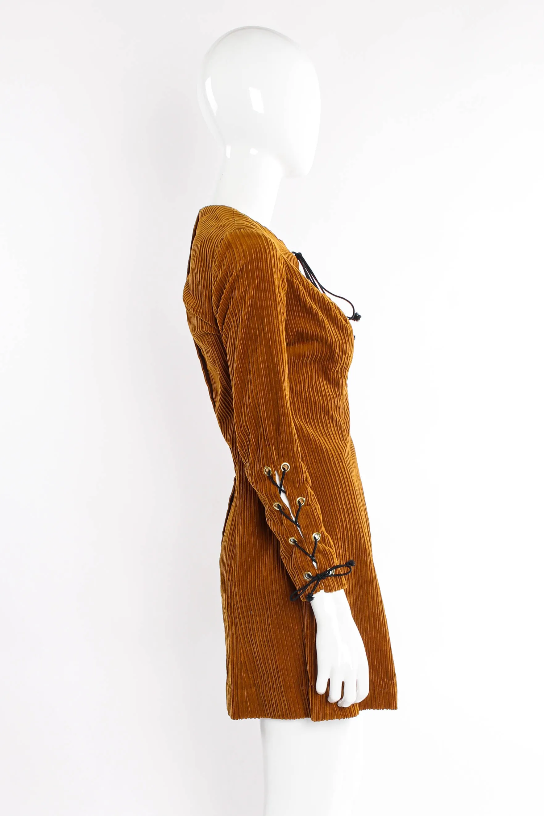 Corduroy Lace-Up Dress