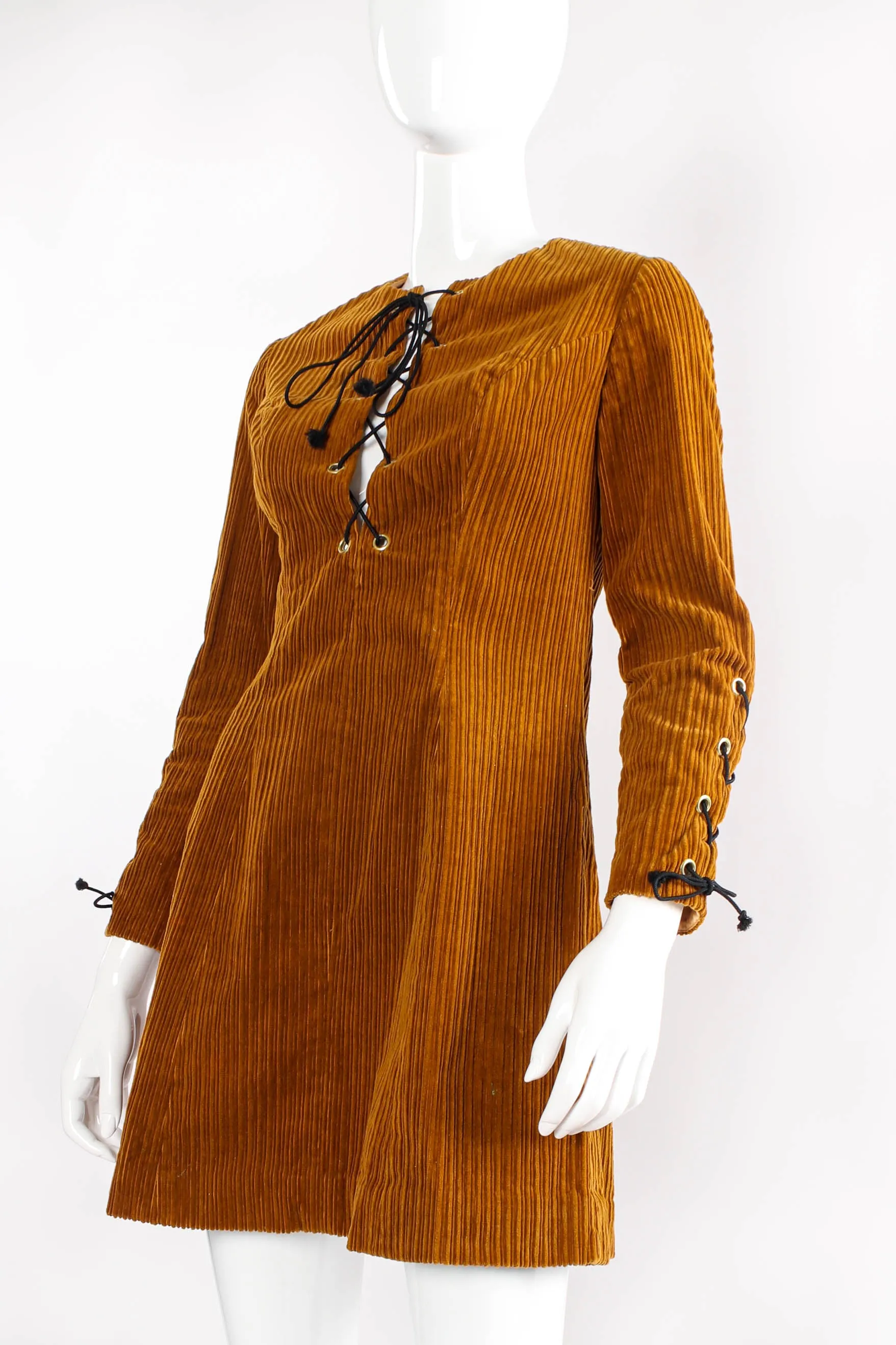 Corduroy Lace-Up Dress
