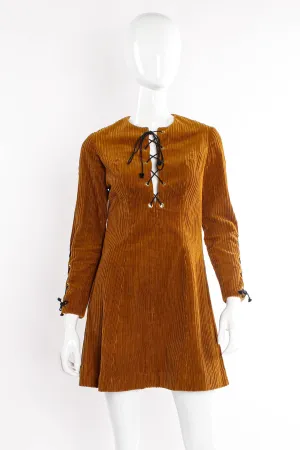 Corduroy Lace-Up Dress