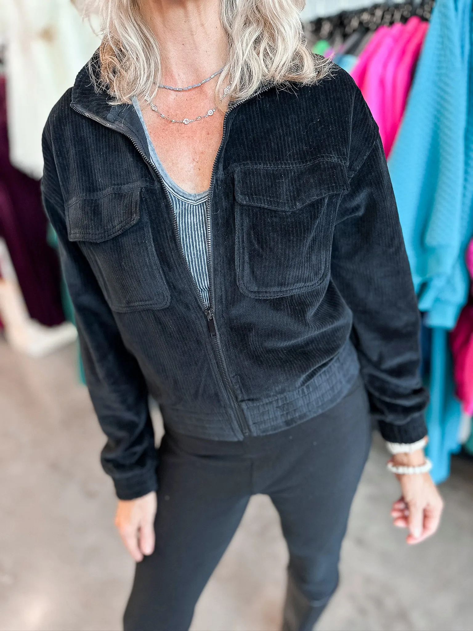 Corduroy Mock Neck Jacket