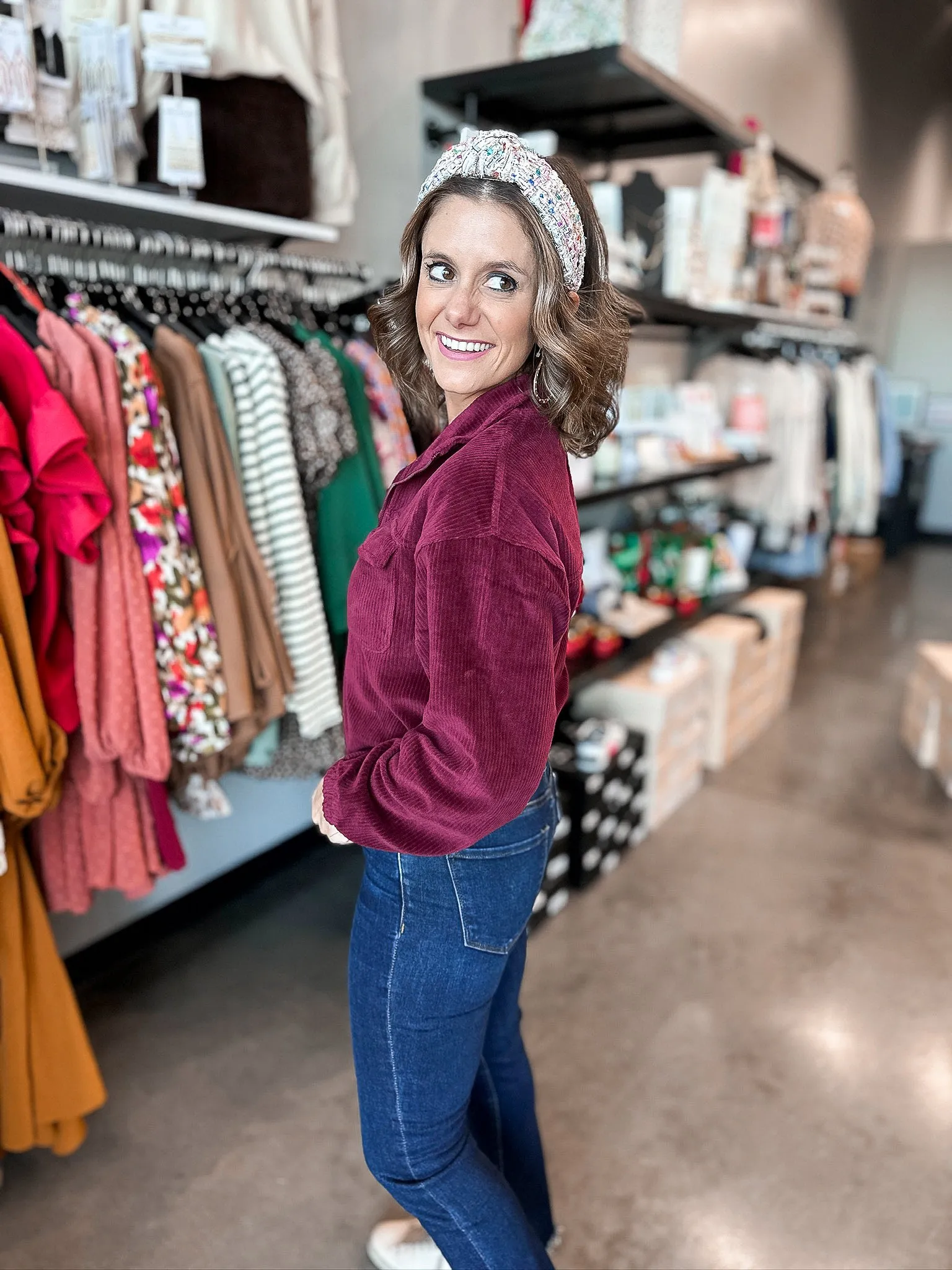 Corduroy Mock Neck Jacket