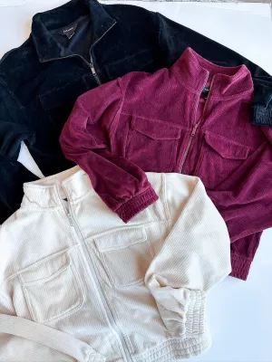 Corduroy Mock Neck Jacket