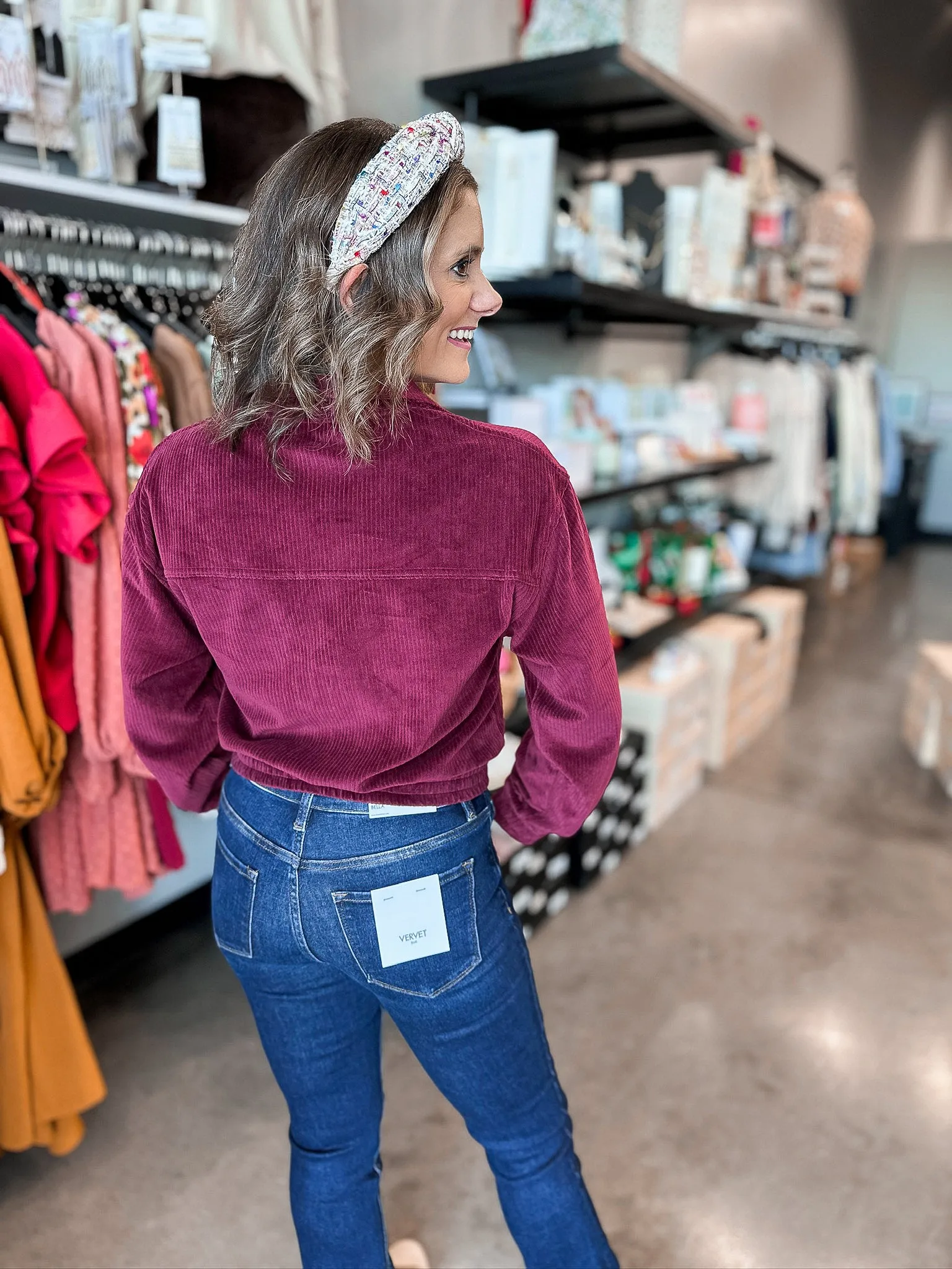 Corduroy Mock Neck Jacket