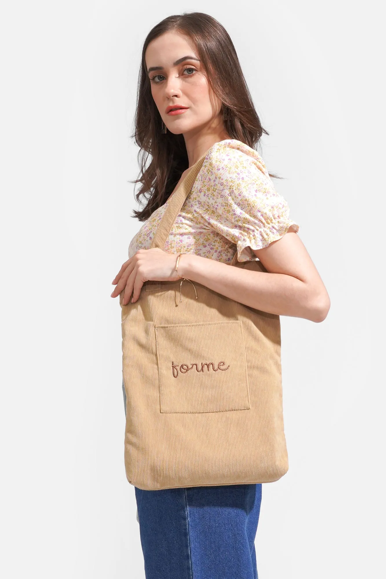 Corduroy Pocket Tote Bag