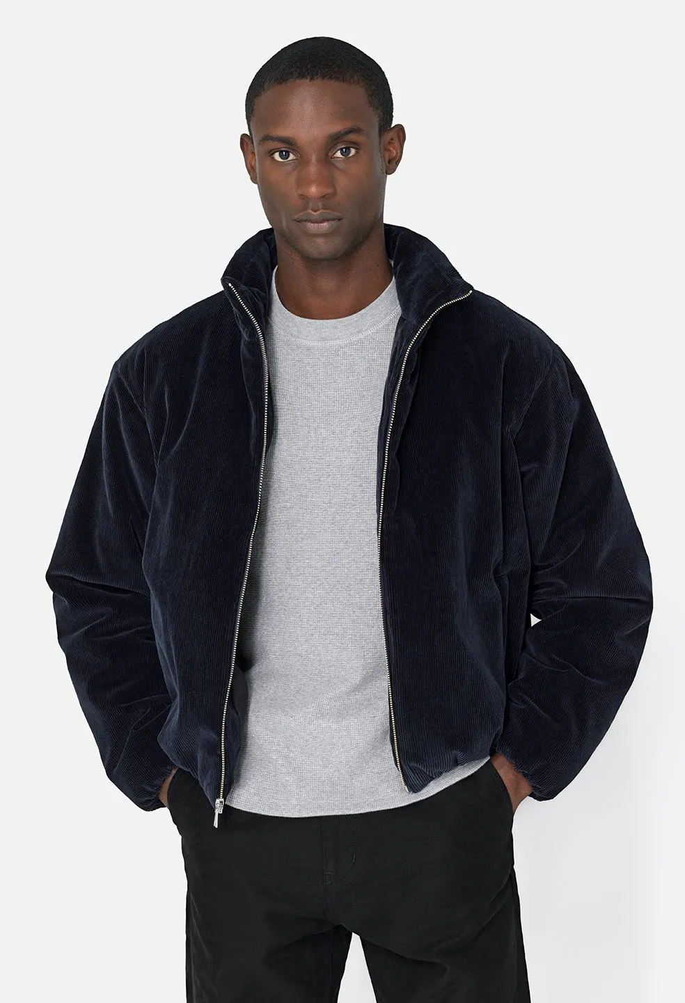 Corduroy Puffer Jacket / Navy