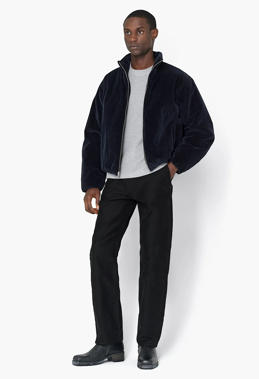 Corduroy Puffer Jacket / Navy