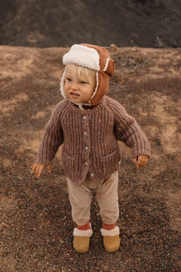 Corduroy Sherpa Lined Trapper Hat