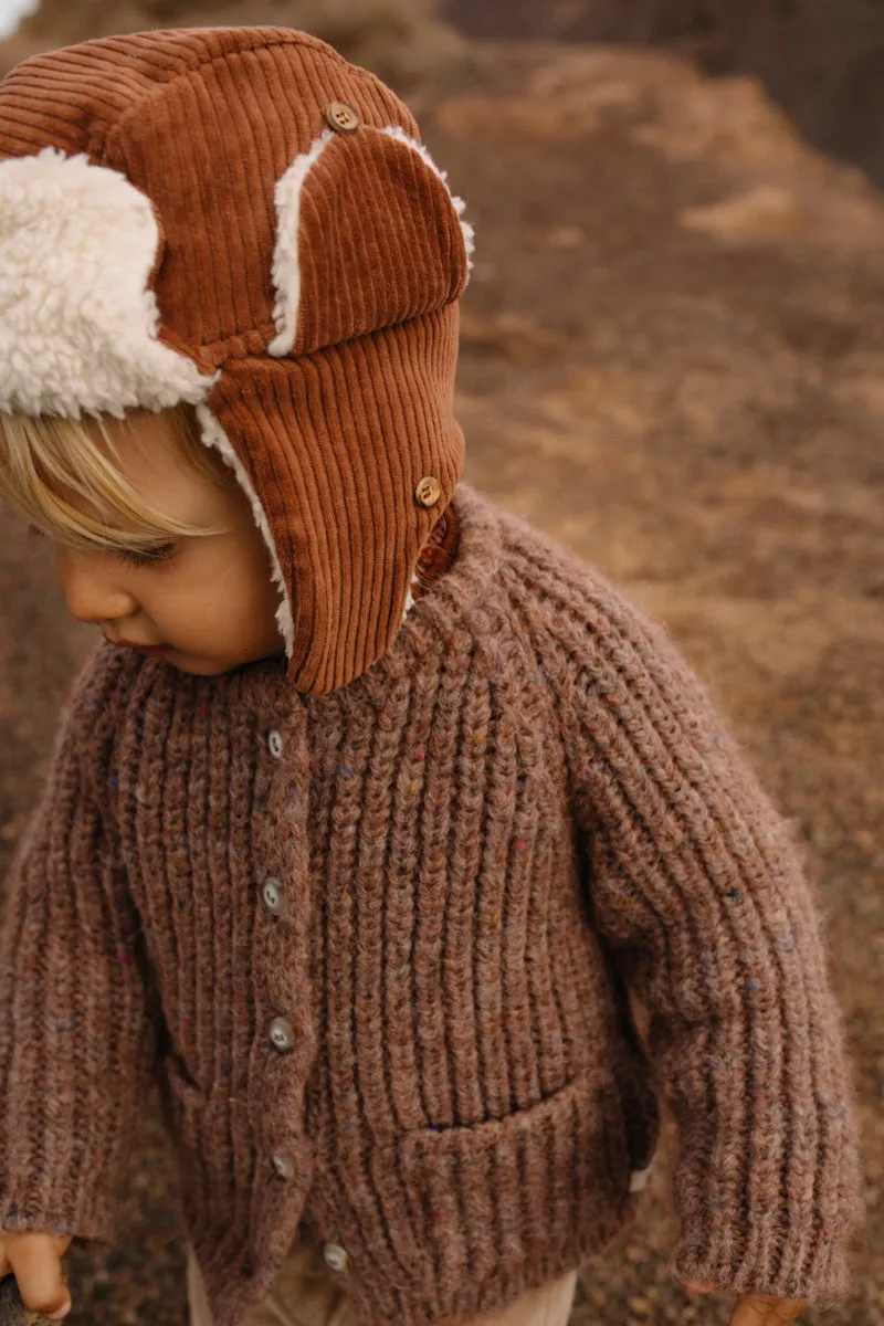 Corduroy Sherpa Lined Trapper Hat