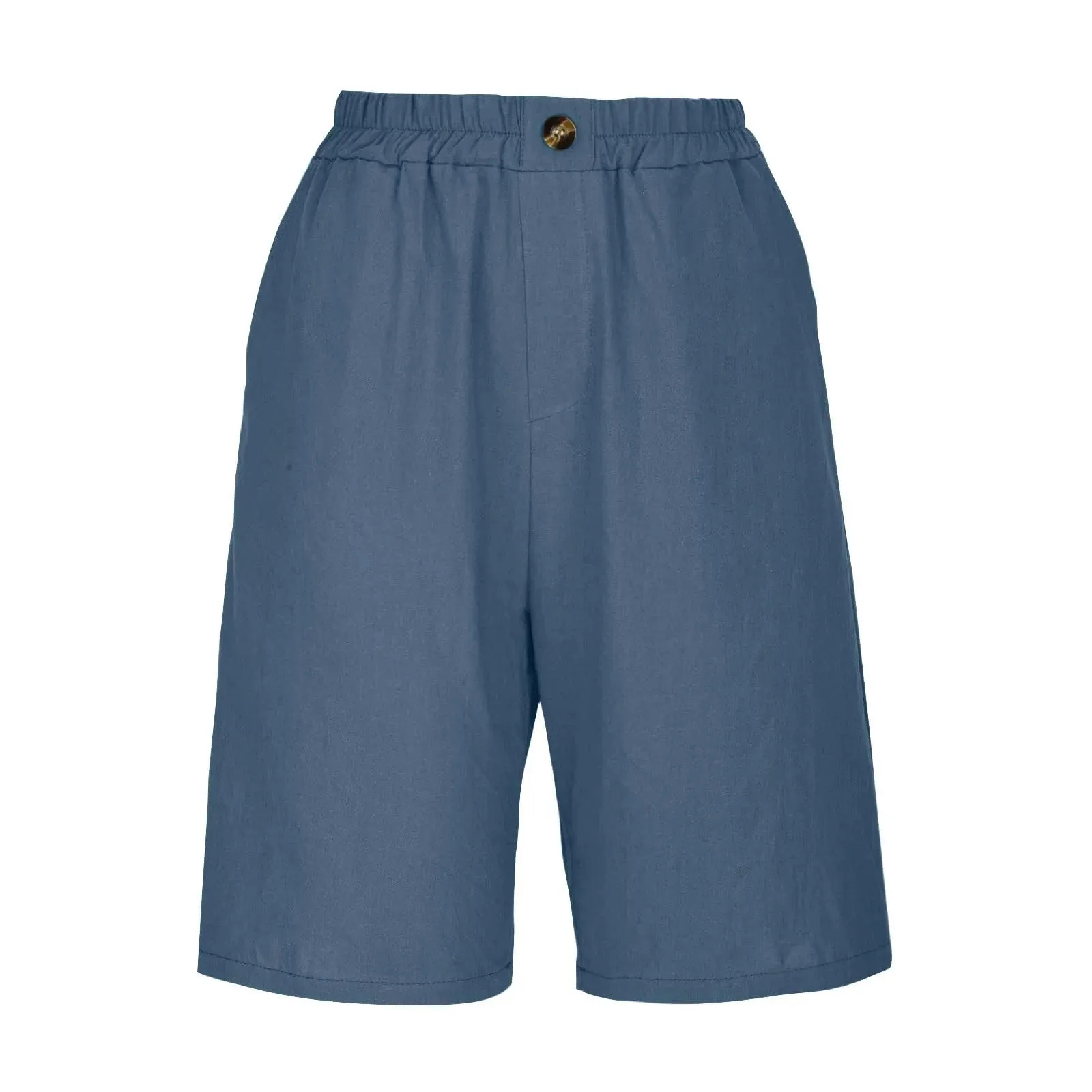 Cotton Linen Shorts Women Summer New Solid Vintage Elastic Waist Wide Leg Pants Casual Loose Five Point Shorts Women Clothing
