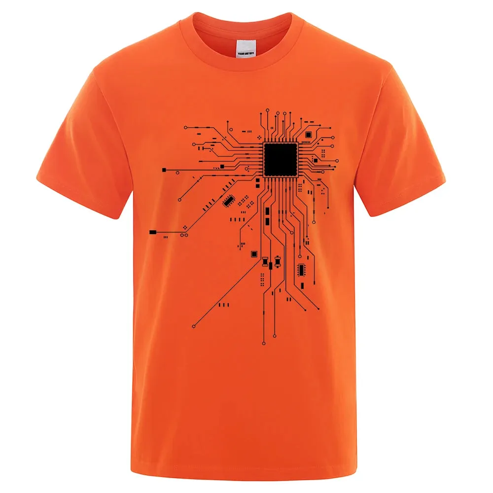 CPU Circuit Diagram Men's Summer Cotton T-shirt