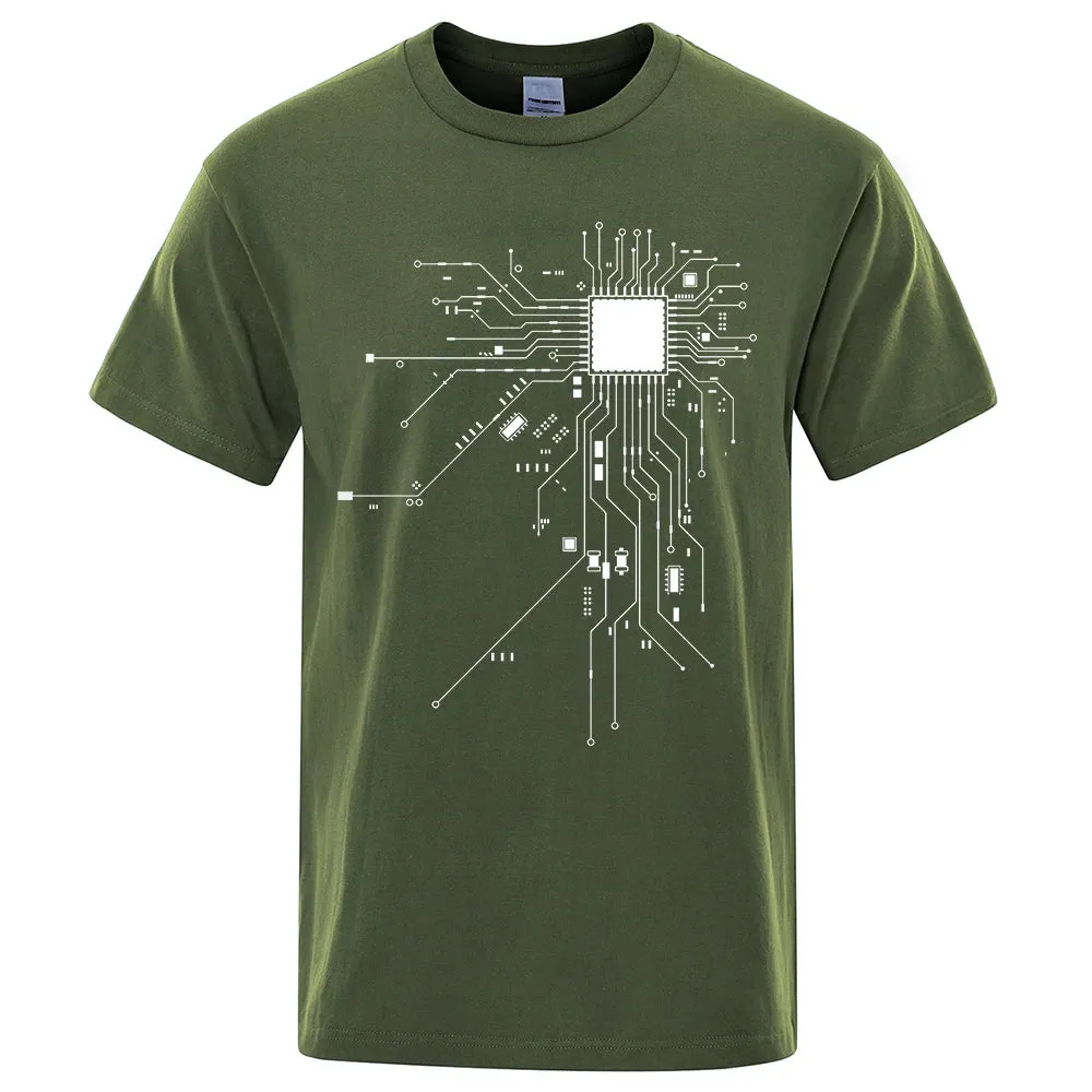 CPU Circuit Diagram Men's Summer Cotton T-shirt
