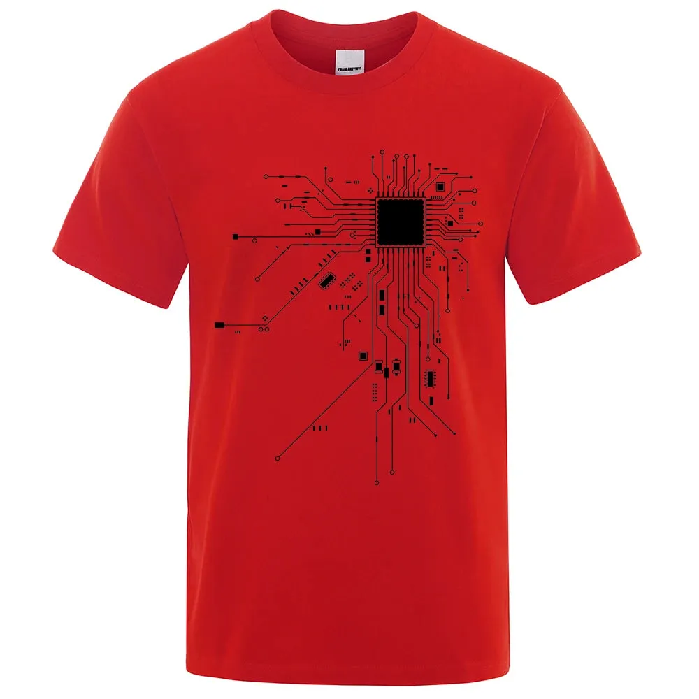 CPU Circuit Diagram Men's Summer Cotton T-shirt