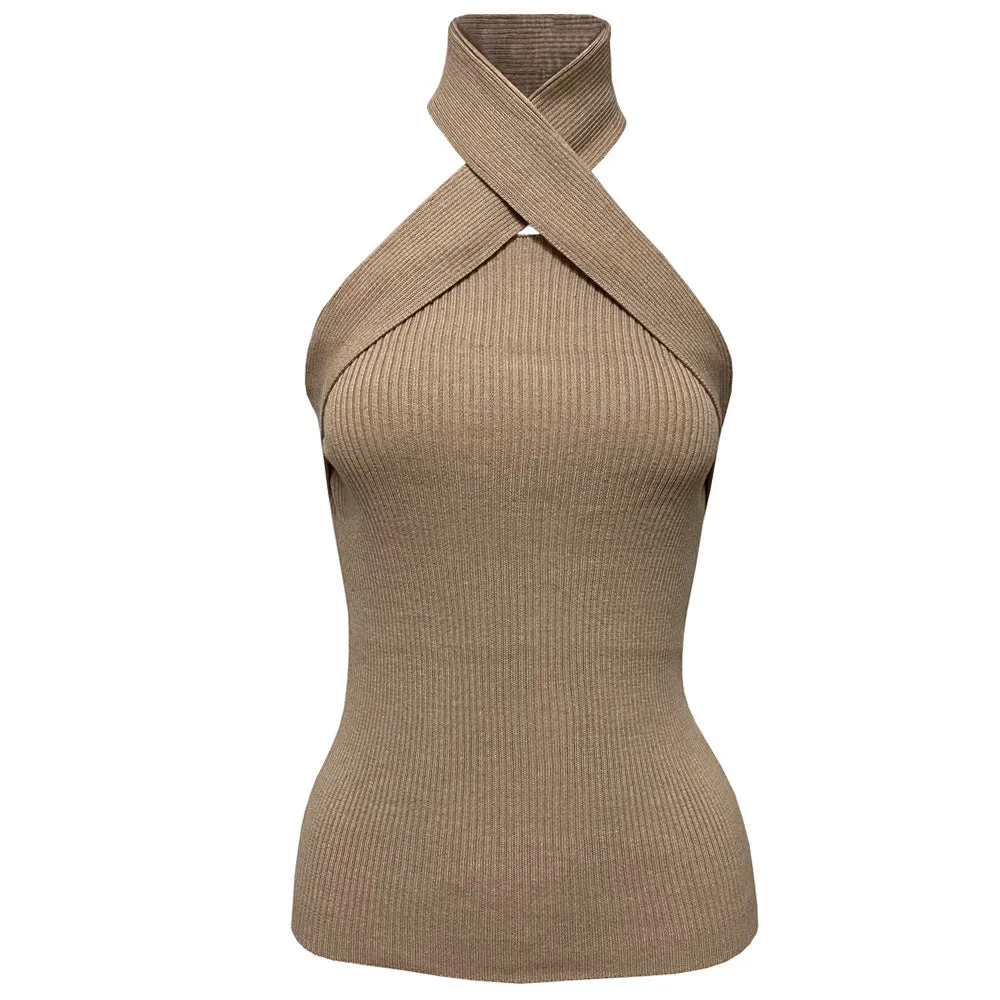 Cross Strapless Halter Camis Tops Sweaters