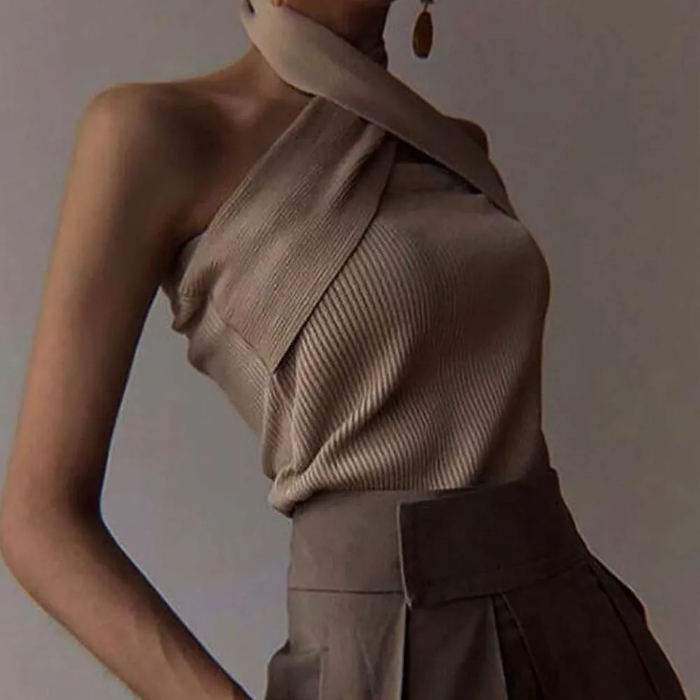 Cross Strapless Halter Camis Tops Sweaters