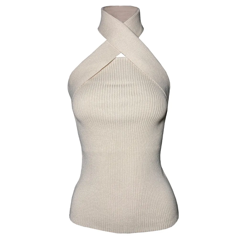 Cross Strapless Halter Camis Tops Sweaters