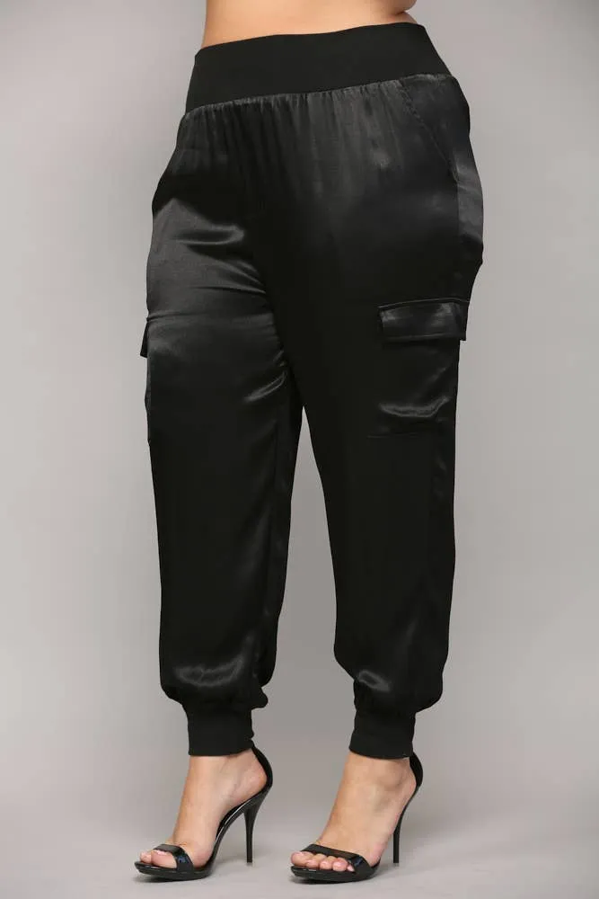 Curvy Breanna Satin Cargo Pant