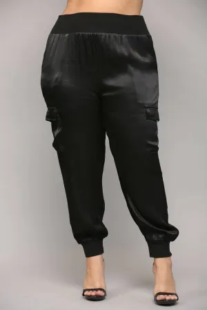 Curvy Breanna Satin Cargo Pant