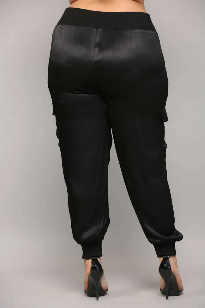 Curvy Breanna Satin Cargo Pant