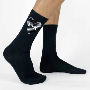 Custom Printed Valentine's and Wedding Socks - Couple's Initials In a Heart