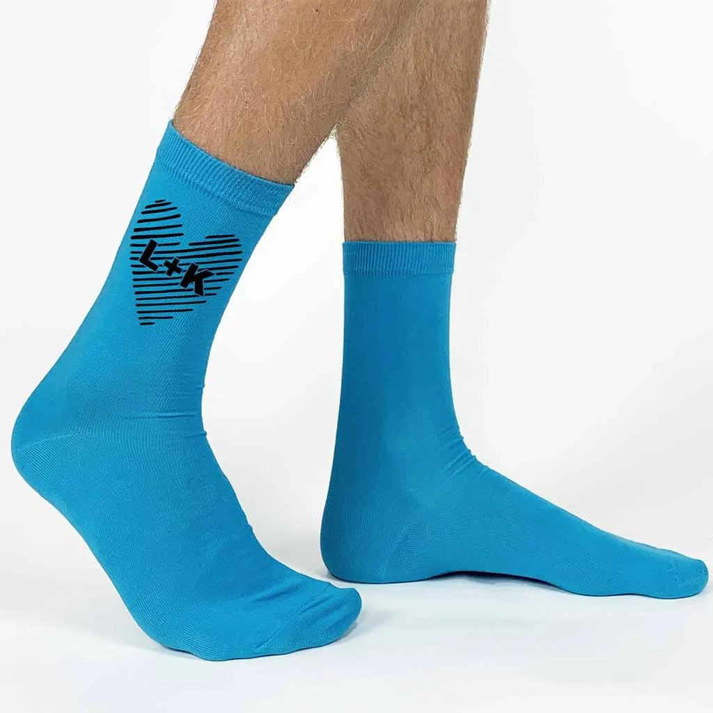 Custom Printed Valentine's and Wedding Socks - Couple's Initials In a Heart
