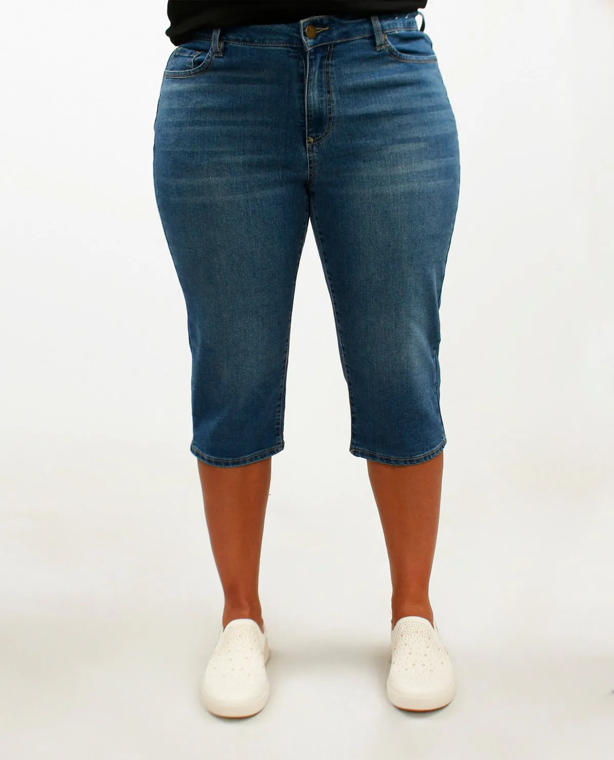 D Jeans Plus Muffin Eliminator Denim Capri