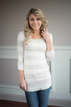 Dainty & Sweet Striped Taupe Top