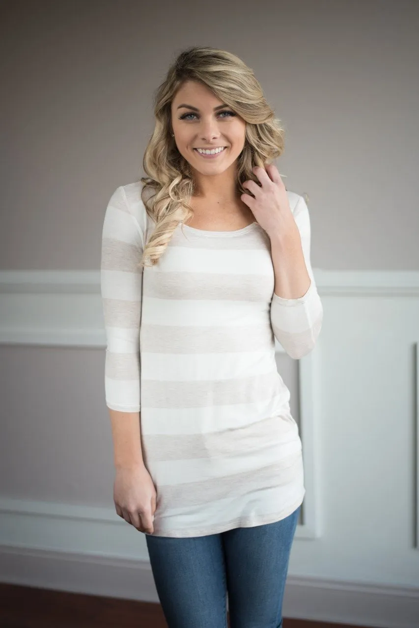 Dainty & Sweet Striped Taupe Top