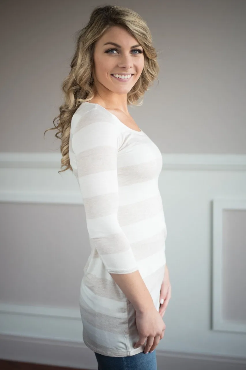 Dainty & Sweet Striped Taupe Top