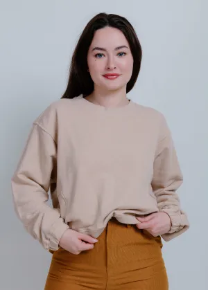 Daphne Cropped Crewneck - Taupe