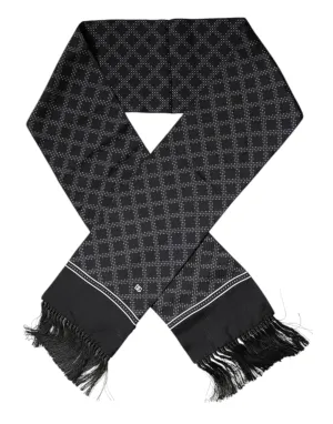 Dark Gray Fantasy Fringes Neck Wrap Scarf